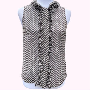 Tory Burch Brown and White Silk Blend Blouse Size 2